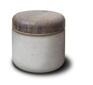 Pouf Mellow met een zitting van geperst bamboe