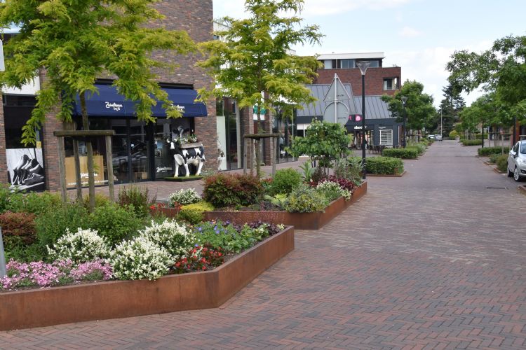 Fraaie perken in het dorpscentrum Fraaie perken in het dorpscentrum