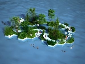 Recycled park - prototype drijvend park Rijnhaven Rotterdam