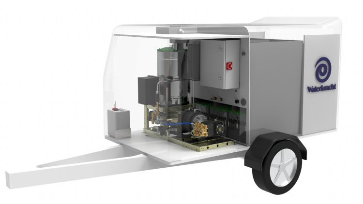 De Hudson-e250: een autonoom werkende, elektrisch aangedreven heetwaterhogedruktrailer, ook geschikt voor onkruidbestrijding De Hudson-e250: een autonoom werkende, elektrisch aangedreven heetwaterhogedruktrailer, ook geschikt voor onkruidbestrijding