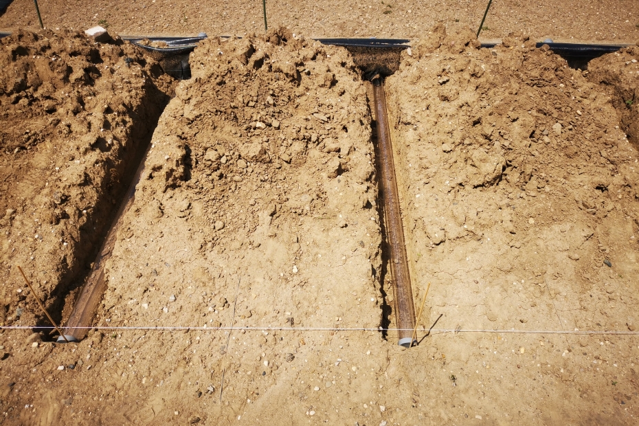 De sleuven met de transparante buizen waar de wortels overheen vallen en waarvan een scan wordt gemaakt De sleuven met de transparante buizen waar de wortels overheen vallen en waarvan een scan wordt gemaakt