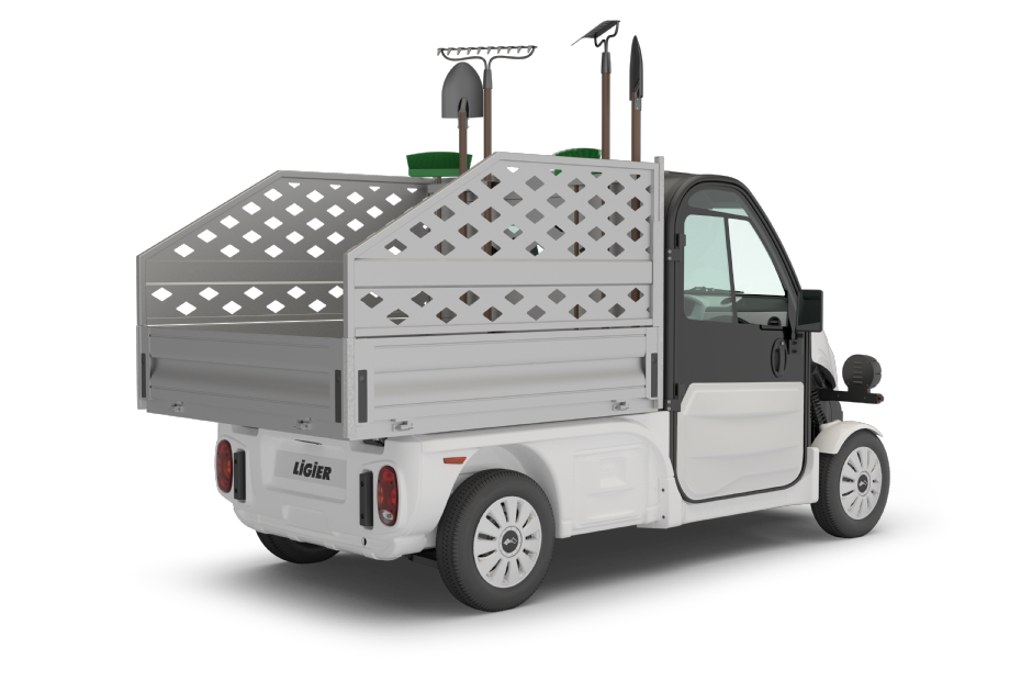 Een Pulse-voertuig met kantelbare zijwanden Een Pulse-voertuig met kantelbare zijwanden