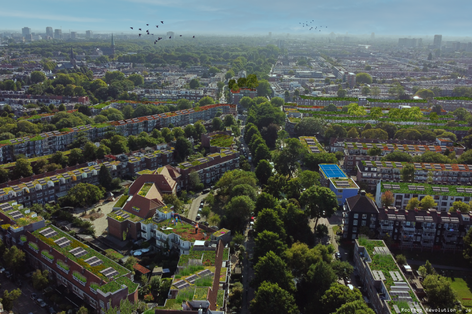 Artist's impression van stadsdeel Laak, Den Haag. Copyright: Rooftop Revolution - Jet van der Tol Artist's impression van stadsdeel Laak, Den Haag. Copyright: Rooftop Revolution - Jet van der Tol