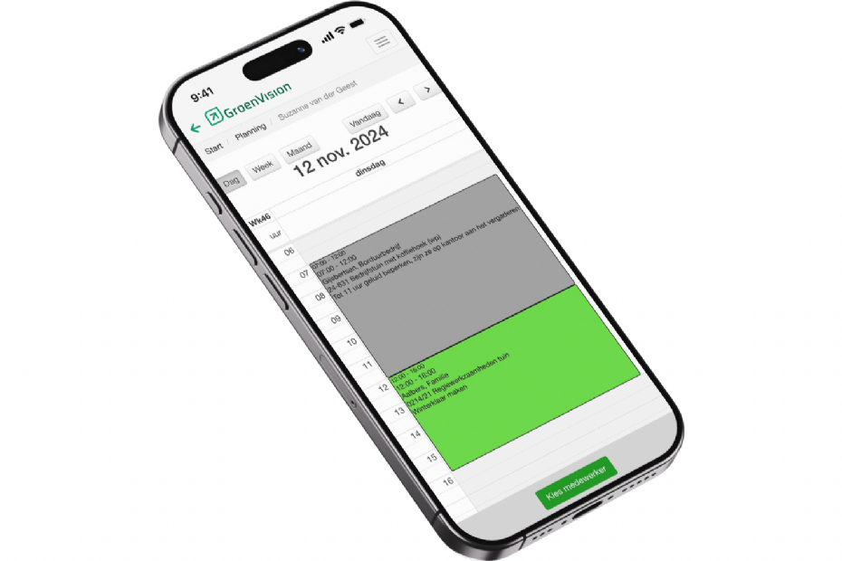 De medewerkers kunnen met VisionMobile op hun mobiel hun planning bekijken