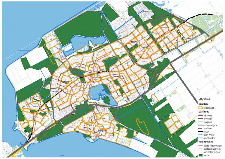 Figuur 1 Voorbeeld indeling speelbuurten Almere Figuur 1 Voorbeeld indeling speelbuurten Almere