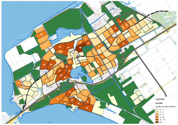 Figuur 2 Data over aantal plekken in een speelbuurt