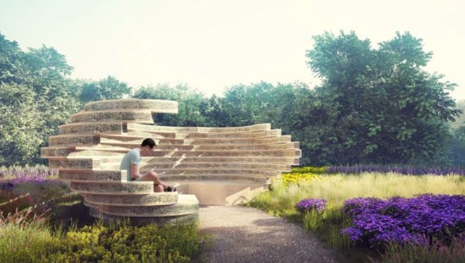 Wanneer we natuurinclusief ontwerpen vanaf het begin meenemen in het proces, vergroten we de esthetische waarde. Deze bank is behalve ontmoetingsplek en kunstwerk ook een nestplaats voor solitaire bijen. (BuzzBench Anne Marie van Splunter) Wanneer we natuurinclusief ontwerpen vanaf het begin meenemen in het proces, vergroten we de esthetische waarde. Deze bank is behalve ontmoetingsplek en kunstwerk ook een nestplaats voor solitaire bijen. (BuzzBench Anne Marie van Splunter)