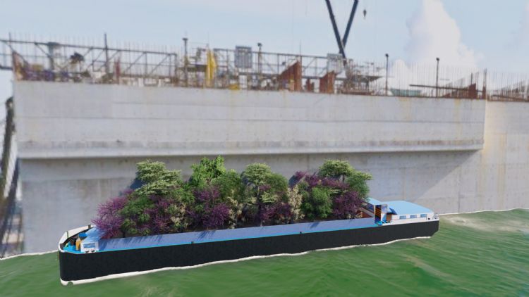 Een schets van hoe de tuinen van Todirijo er op binnenvaartsschepen uit zouden kunnen zien. Bron: John Todirijo