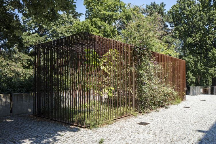 Wild Cube in Graz door Lois Weinberger Wild Cube in Graz door Lois Weinberger