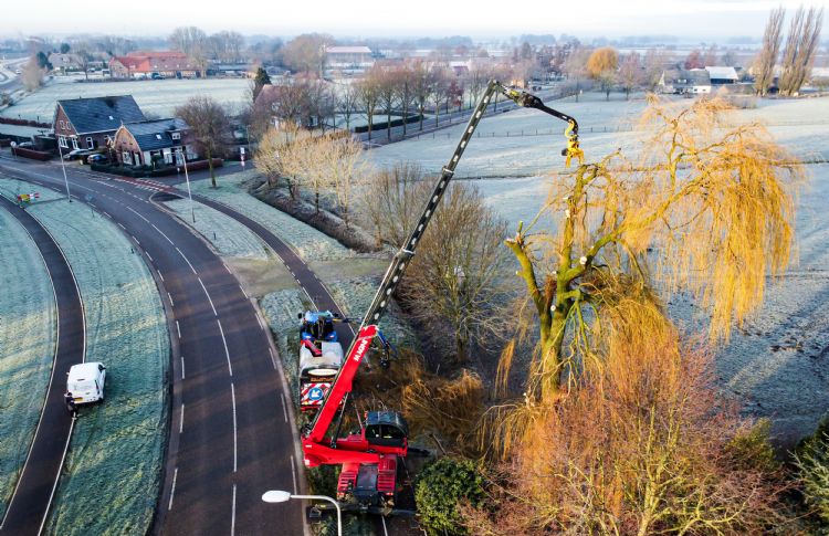 Met verreiker, <i>fly jib</i> en GMT035 TTC hoge bomen te lijf gaan. Foto: Bastijn de Groot en BoomOntzorging.com Met verreiker, <i>fly jib</i> en GMT035 TTC hoge bomen te lijf gaan. Foto: Bastijn de Groot en BoomOntzorging.com