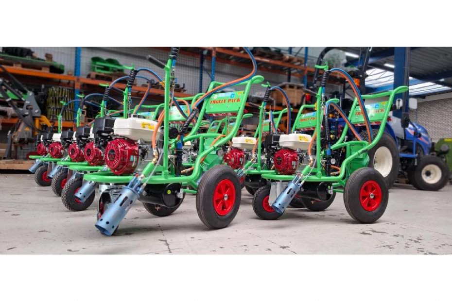 Trolleys uit het WeedControl Air Trolley Pack voor thermische onkruidbestrijding met hete lucht