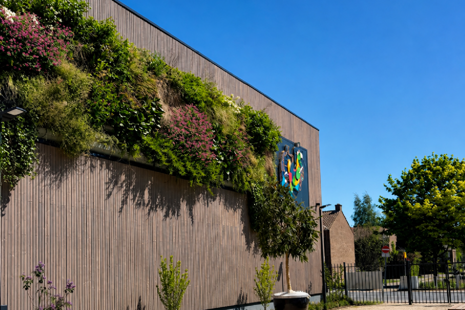 Groene gevel bij Yuverta in Amsterdam-Oost gerealiseerd