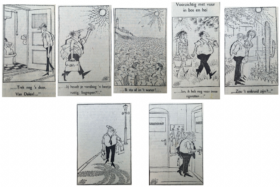 Een compilatie van cartoonist Wibo in de Volkskrant in de hete zomer van 1976 Een compilatie van cartoonist Wibo in de Volkskrant in de hete zomer van 1976